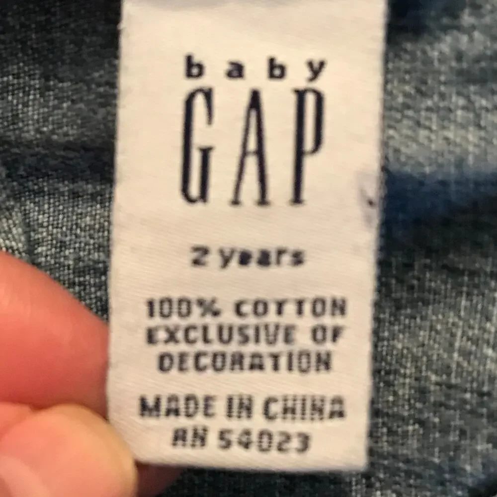 Vintage Gap Overall Dress Girls Size 2 Flower Handstitched Patchwork Snap Denim